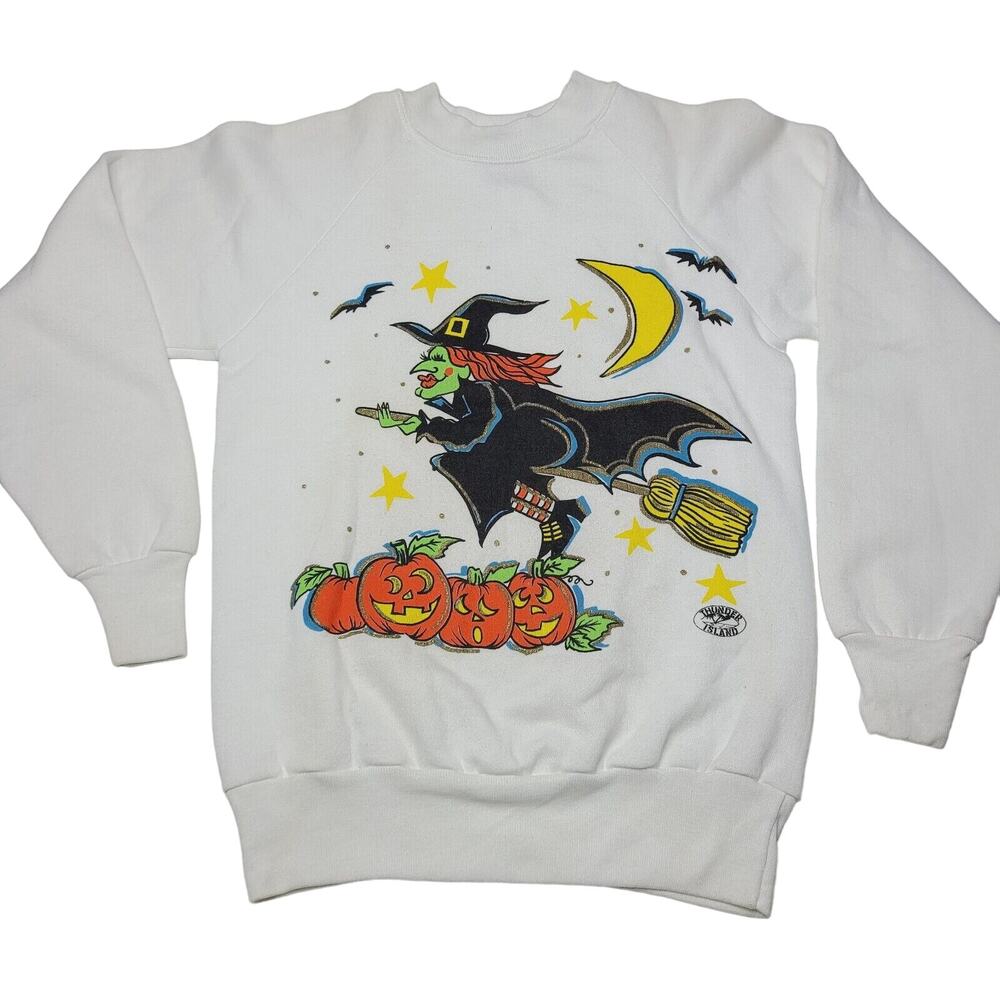 Vintage Thunder Island Halloween Witch Pumpkin Sweatshirt Size Small 90's